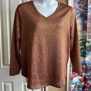 Metallic gold over burgundy long sleeve t-shirt